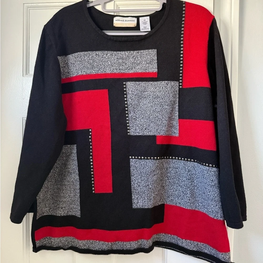 Alfred Dunner Black Knit Sweater